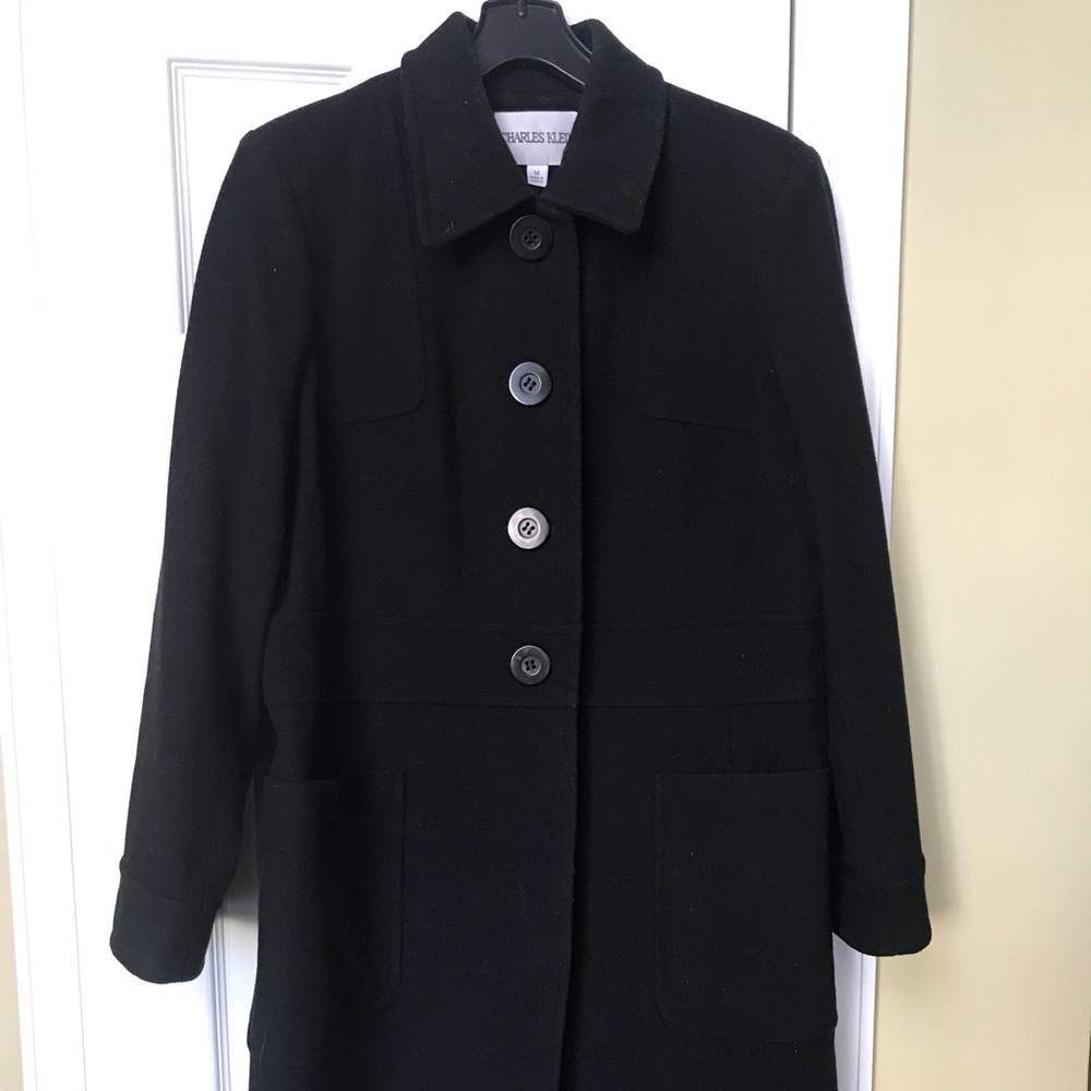 Black wool dress coat size 14